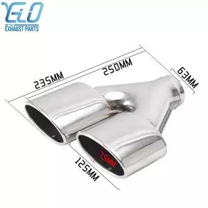 배기음튜닝 머플러 범용 자동차 배기 Y 파이프 2.5 듀얼 오벌 팁 스테인리스 스틸 테일파이프