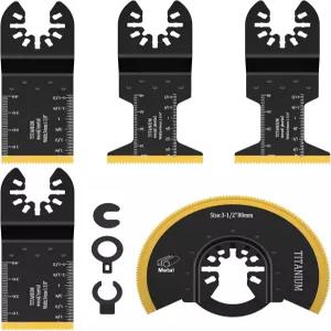 JTWEB 티타늄 진동 공구 블레이드 5PCS 톱날 금속 절단 멀티 키트 목재 및 못 플라스틱 밀워키 보쉬 드멜
