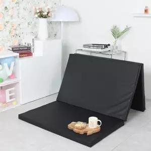 엔젤홈스 3단 접이식매트리스 PU가죽 레자 블랙 옐로우 토퍼 바닦매트