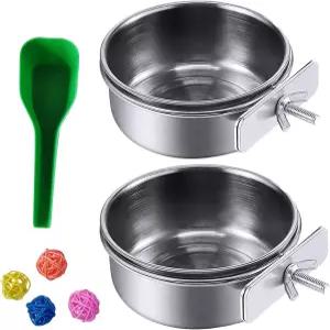 캐서린 앵무새 먹이 접시 컵 스테인리스 스틸 버드 푸드 볼 잉꼬 새 모이통 케이지 장난감 코카티엘 마카우