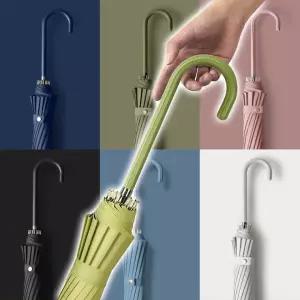 리예 16K 가죽 곡자형 손잡이 후크 장우산