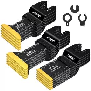 JTWEB 15PCS 티타늄 진동 톱날 목재 못 나사 플라스틱 밀워키 보쉬 료비용 멀티 툴 블레이드 키트용 금속