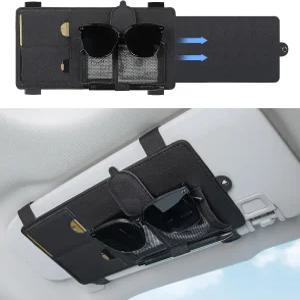 SEG Direct 자동차용 선바이저 확장대 자석식 선글라스 홀더/걸이 클립 포함 티켓/카드 정리 파우치 측면