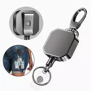 호환  헤비 듀티 리트랙터블 메탈 와이어 키체인 풀 배지 릴 ID 랜야드 네임 태그 카드 배지 홀더 릴 키 링