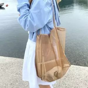 브라운 메쉬 숄더백 망사 비치백 망사 물놀이가방 여름가방