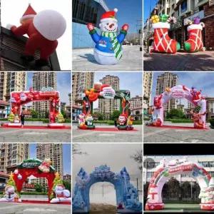 크리스마스 입구 장식 산타 카페 외부 풍선 아치