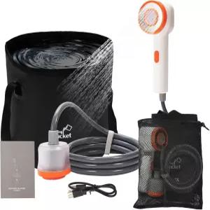 네벨트렉 휴대용 캠핑 샤워기 캠핑용 2-in-1 탄소 여과 5갤스 접이식 버킷 충전식 애완동물 목욕 정원