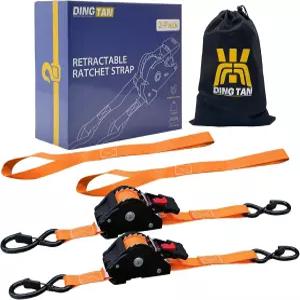 리트랙터블 래칫 스트랩(2팩) - 1인치 x 11.5인치(1 800파운드 브레이크 강도) 트럭 화물 트레일러