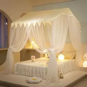 커튼 캐노피 커텐 공주 침대 커튼모기망 꾸미기 장식 공주침대