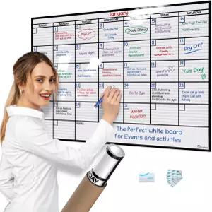 벽용 대형 건식 지우기 캘린더 24x36 사무실 가정 및 학교용 화이트보드 거대 점보 월간 날짜가 지정되지