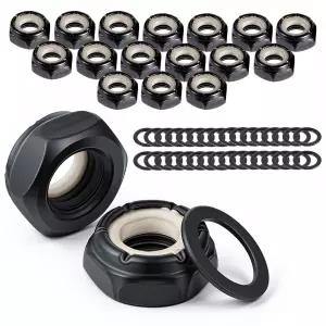 16 PCS 스케이트보드 와셔 트럭 너트 롤러 스케이트 하드웨어 스케이트보드-트럭 롱보드 액세서리(블랙)