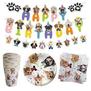 애완 동물 강아지 파티 접시 컵 냅킨 식탁보 개 생일 배너 화환 장식