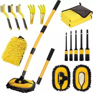긴 손잡이가 달린 세차 브러시 55인치 걸레 키트 장갑 차량용 RV 트럭 보트용 접이식 벤트 폴