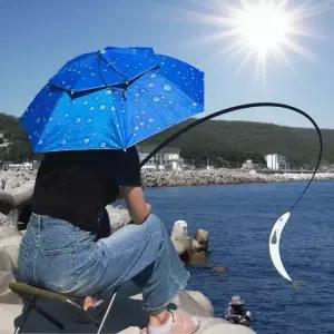 중형 모자 머리 쓰는 에 머리 우산 우산 블루 2단 핸즈프리 우산모자 머리에쓰는우산 중형