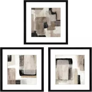 아트비한나 11x14인치 블랙 프레임 추상 월 아트 세트 3개와 브라운 황갈색 블록 식물성 추가 프린트 포함