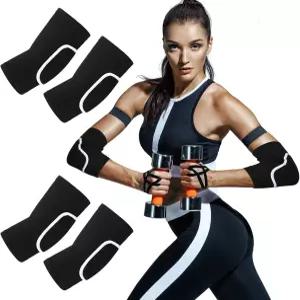 캐스플라이 2쌍 통기성 팔꿈치 지지대 스펀지 패드 보호 슬리브 배구 무릎 여성용 블랙 프로텍터 브레이스