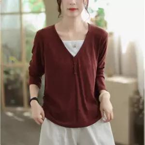 캐주얼 페이크 투피스 여성 티 브이넥 톱 셔츠 조추 네모난 데일리 벨트 빈지 SPO마켓3