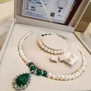 못난이 천연 담수 진주 목걸이 팔찌 귀걸이 3종 선물세트