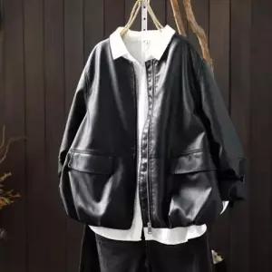 여성 봄 데일룩 재킷 가죽 PU피복 투포켓 레더 코트 DAOL1