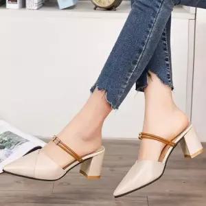 여성 통굽 펌프스 빅사이즈 스트랩 포인트 힐 구두 스틸레토미들힐 힐 통굽 웨딩슈즈