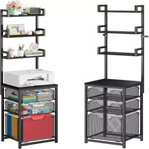 스반마오 61인치 높이의 3단 서랍 수직 파일 캐비닛 프린터 스탠드가 있는 튼튼한 금속 메쉬 조절 가능한