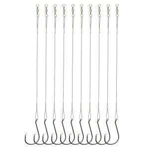 베오쿠도 서클 후크, 소금물 강철 리더 와이어, 리더 와이어 베이스 메기 낚시 미끼 리그가 있는 25pcs 헤비 듀티 서클 후크