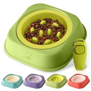 작은 개를 위한 슬로우 피더 개 볼 세라믹 강아지 사료 고양이 고양이와 수염을 보호하는 2-in-1 다기능 훈련 호루라기로 질식을 방지합니다