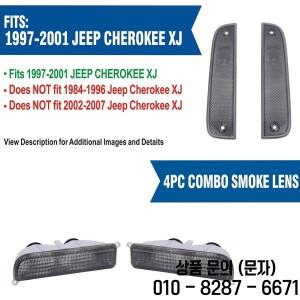 지프 호환에 적합 97 01 XJ 신호등 흰색 콤보 Cystal 깨끗한 범퍼 회전 + 코너 사이드 마커 램프 세트 (왼