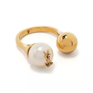 [명품] 로고 펄 진주 골드 볼 링 반지 698278 Y1526 9366