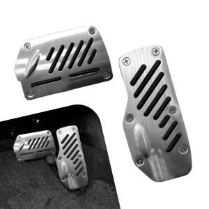 Anyhut 2 PCS 페달 커버, 알루미늄 합금 자동차 미끄럼 방지 무드릴링 브레이크 패드, 및 액세서리 교체, 대부분의 자동차에 적합 (블랙)