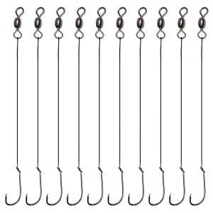 와이어 리더 후크 리그, 18pcs 낚시 리더와 베이솔더 후크, 서핑 낚시 담수용 리더 라인이 있는 소금물 스넬 낚시 후크