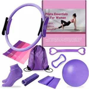 우사키이베베 여성용 홈 필라테스 에센셜 키트 볼이 포함된 장비 운동 세트 밴드 및 액세서리 초보자용 링