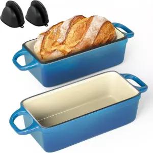 뚜껑이 있는 2인치 주철 빵 팬 굽기용 3.4QT 9x5인치 더치 오븐 고른 가열 홈메이드 사워도우 에나멜