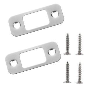 타이섬 2팩 데드볼트 스트라이크 플레이트, 1인치 x 2-1/4인치 원형 모서리 도어 백플레이트 스테인리스 스틸 백플레이트, 잠금 교체 부품용 나사 플레이트 4개(실버)