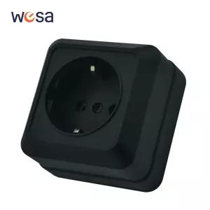 호환  검은색 벽걸이형 난연성 전기 콘센트 플 소켓 페인트 플라스틱 접지 EU 표준 클래식 전원 소켓