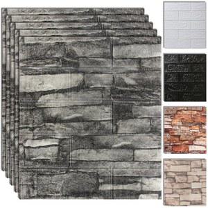 10PCS 3D 벽지 욕실용 접착식 스틱 거실 벽돌 자가 인조 커버 주방 패널
