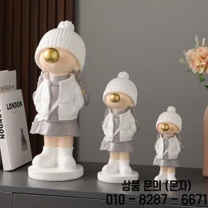 창의적인 북유럽 소녀 레진 장식품 홈 데코 공예품 조각상 책상 방 생일 선물