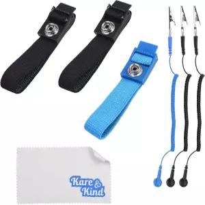 카레 킨드(3팩 정전기 방지 손목 스트랩 - 재사용 가능 접지선 및 악어 클립 장착 조절 가능한 긴 코일