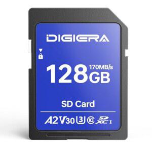 디지에라 128GB LS100 SDXC UHS-I 메모리 카드 - 최대 170MB/s, C10, U3, V30, 4K UHD, 컴퓨터용 SD 카드, 디지털 카메라, 홈 시어터 장치, 자동차 내비게이션 시스템(1팩)