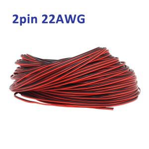 22AWG 2PIN 전선 빨간색 검정색 케이블 주석 도금 구리 PVC 단일 색상 LED 스트립 조명 전원 연장 와이어