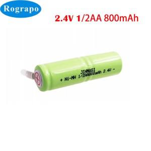 1-2PCS 800mah 2.4V 1/2AA Ni-MH 충전식 배터리 HK688 FS326 면도기 DIY 용 용접 탭 AA 셀
