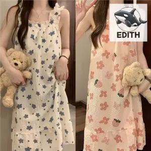 부드러운 면소재 꽃무늬 원피스 홈웨어 패드 Mdv5+2Sdu