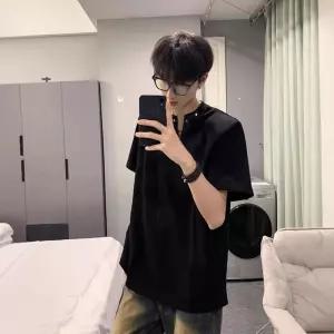 남성 라운드넥 반집업 징 하이 티 반팔 스트릿 반팔티 패드 admr1