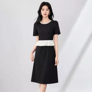 여친 원피스 검정 트렌디 아이템 쉬폰 프렌치풍 비즈 쁘띠 스커트풍 HT1