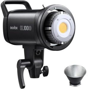 [미국배송] GODOX SL100D 일광 LED 비디오 조명 100W 5600K 32100LUX @1M CRI 96+TLCI 97+ 보웬스 마운트 COB 연속 APP 제어 기능이 있는 8FX 효과 0-100% 밝기 스튜디오 조명