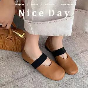 여사친 빈티지 신발 슈즈 일자 메리제인 펌프스 트렌디 스트랩발레 플랫 진가죽 힐펌프스 아이템 프렌치 스