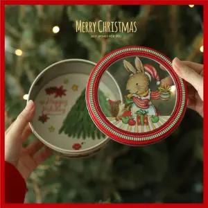 크리스마스 원형 투명 선물 틴케이스 토끼 상자 베이킹 틴박스 4개 쿠키 포