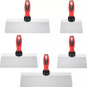 베이츠 스테인리스 스틸 퍼티 나이프 세트 - 5팩 14인치 12인치 10인치 8인치 6인치 드라이월 스크래퍼