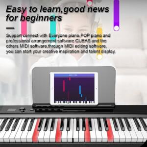 초보자용 접이식 키보드 피아노 88 키 풀 사이즈 전자 오르간 트레몰로 기능 및 앱 휴대용 페달