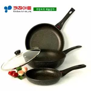 키친아트 슈프림스톤(은나노)열센서 후라이팬3종(A)(20+28+28)유리